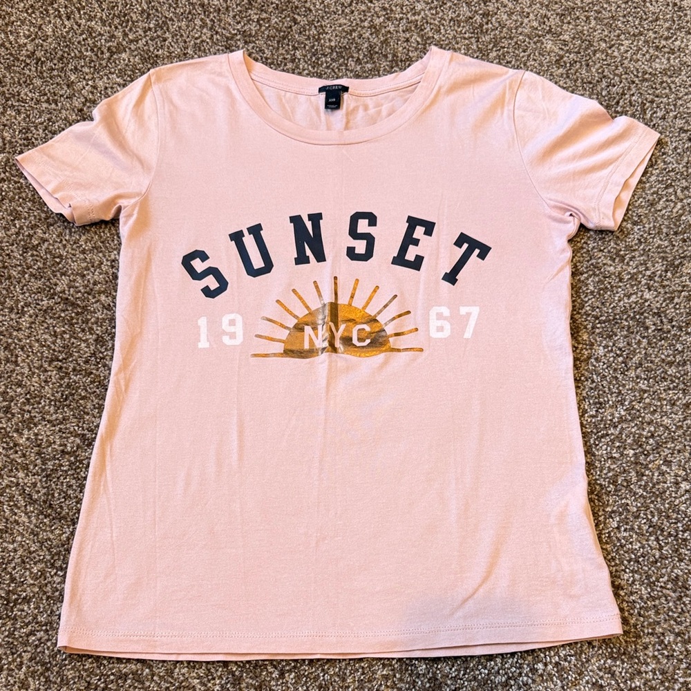 J. Crew Pink 'Sunset NYC' Short Sleeve Tee